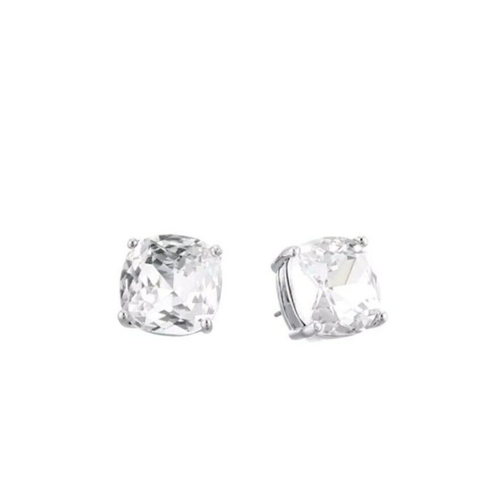 Kate Spade New York "Essentials" Small Square Stud Earrings in Clear/Silver
